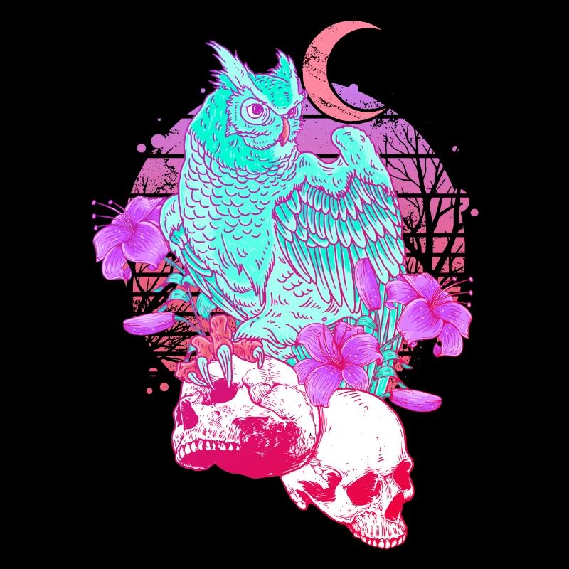 Pastel Goth Totenkopf Eule Aesthetic Clothes Mond