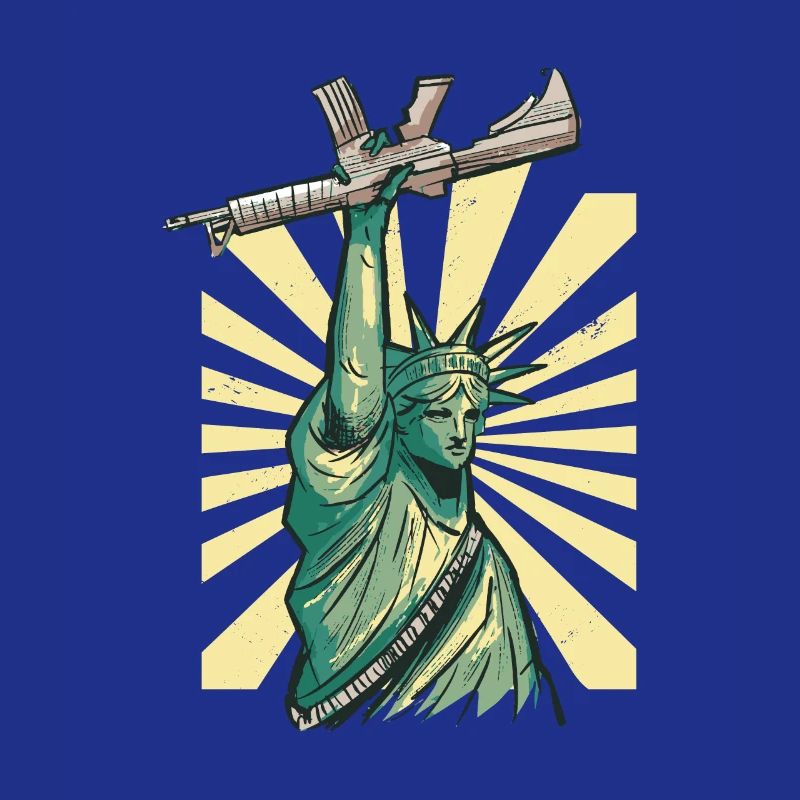 Statue de la Liberté avec mitraillette AR 15