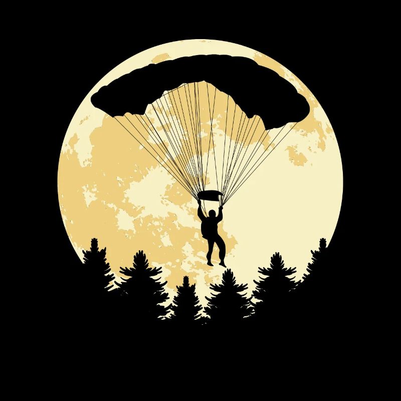 Parachutist full moon skydiving logo