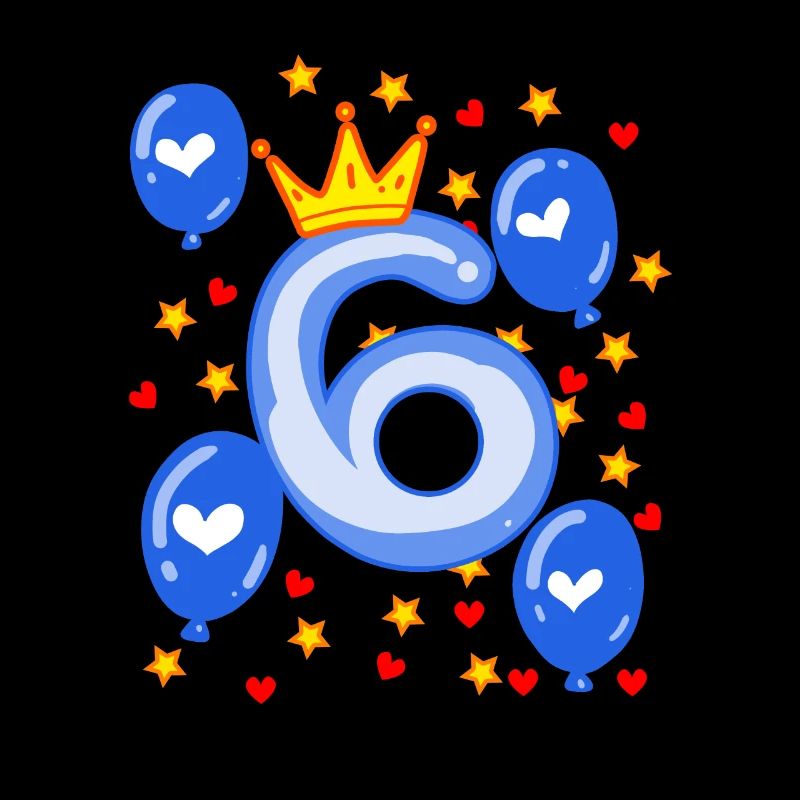 6. Geburtstag Junge Luftballons Krone Sterne