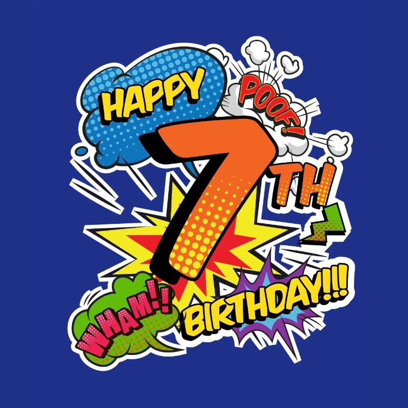 7. Geburtstag Junge Comic-Stil Superhelden