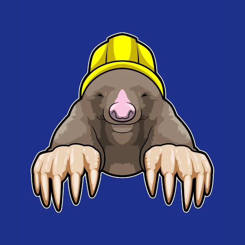 Mole as a miner with helmet