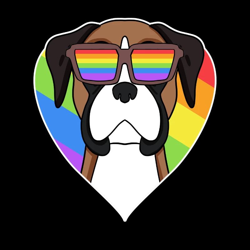 Boxer Dog Rainbow Heart