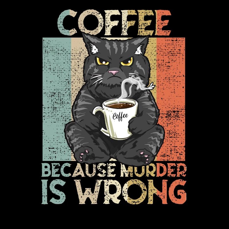 Café parce que Murder est faux Coffee Cat rétro