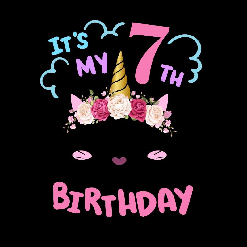 7. Geburtstag Mädchen Outfit Einhorn Katze