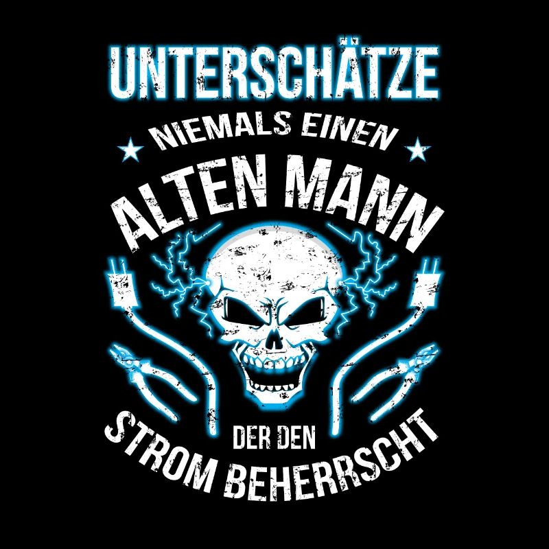 Elektriker Alter Mann der den Strom beherrscht