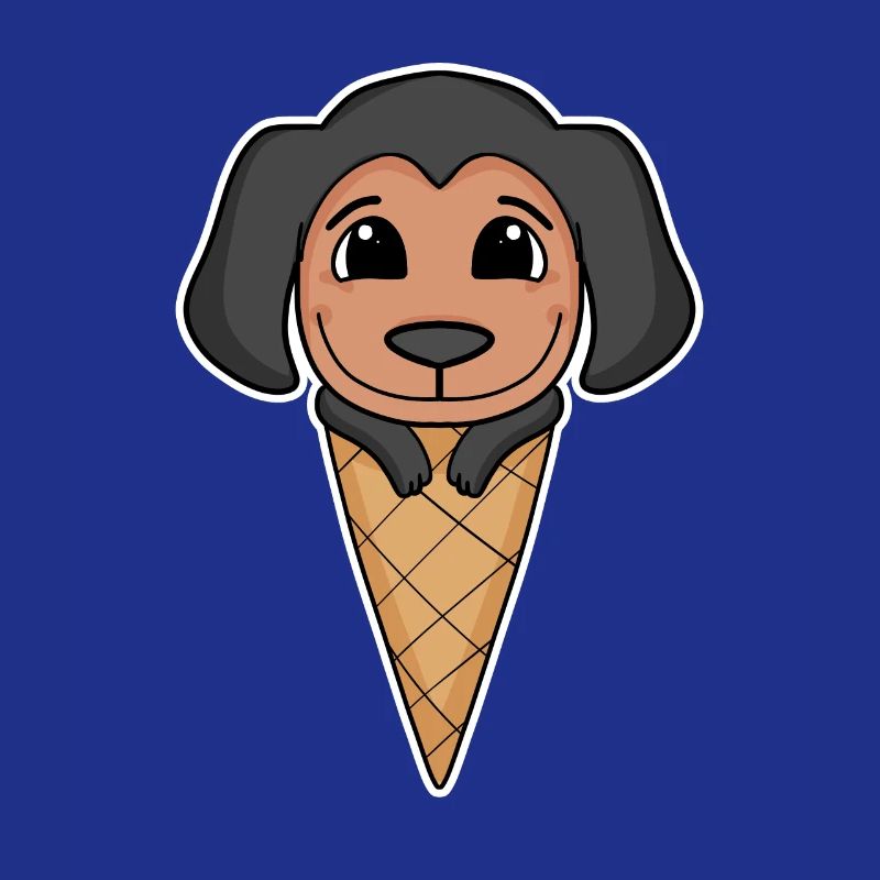 Coonhound mit Eiswaffel - Eis