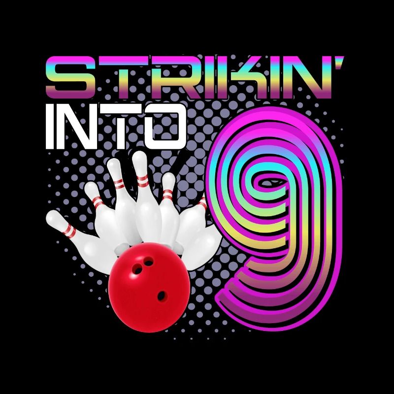 Striking Into 9 Bowling Bowler 9. Geburtstag