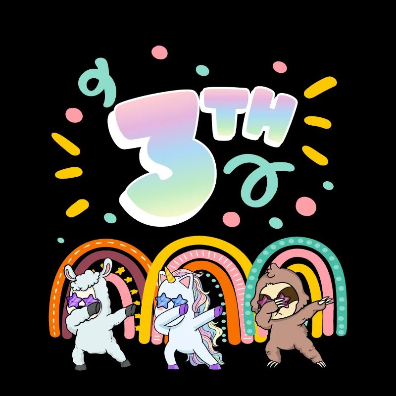 3rd Birthday Dabbing Llama Einhorn Faultier | 3rd