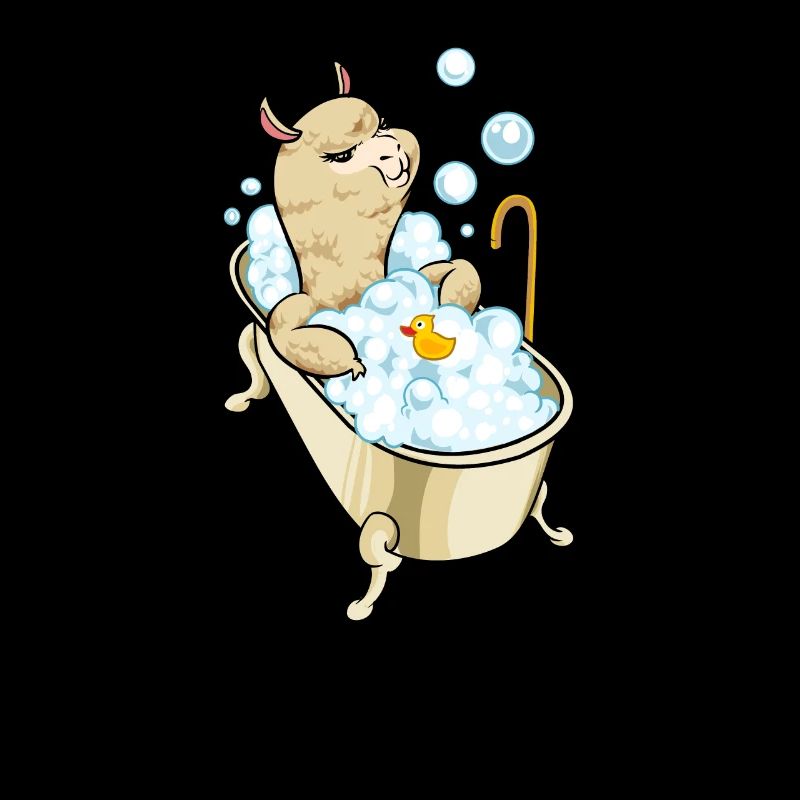 Lama prend un bain dans la baignoire