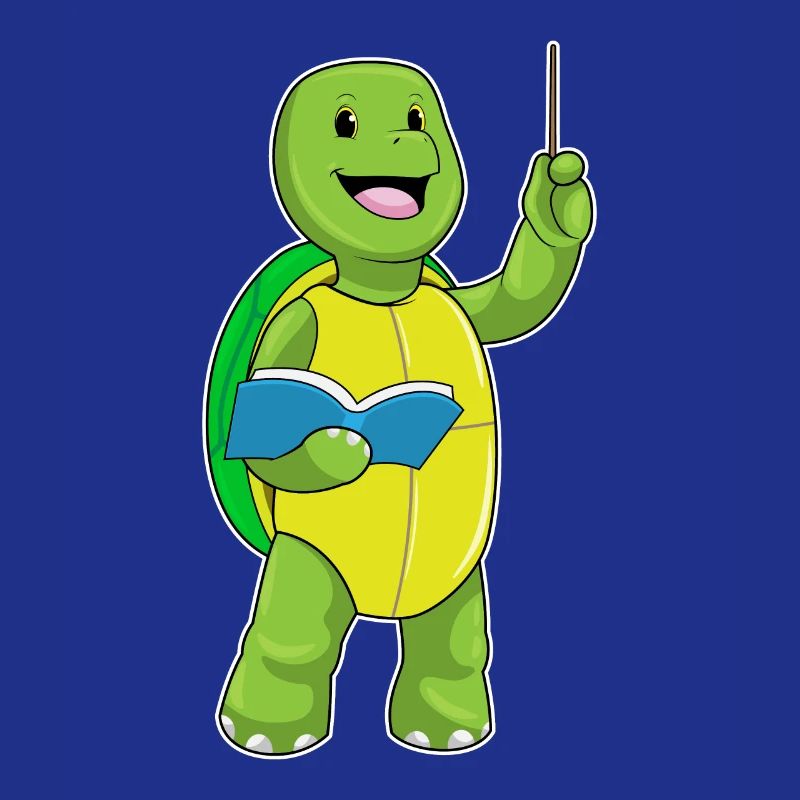 Turtle as a teacher with book & pointer