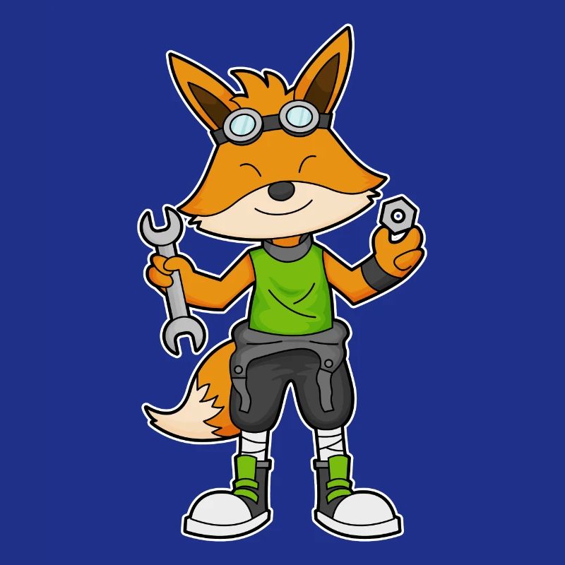 Fuchs as a mechanic with wrench