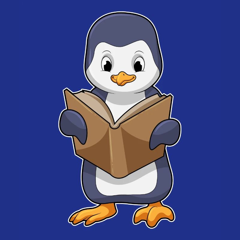 Penguin as a nerd with a book
