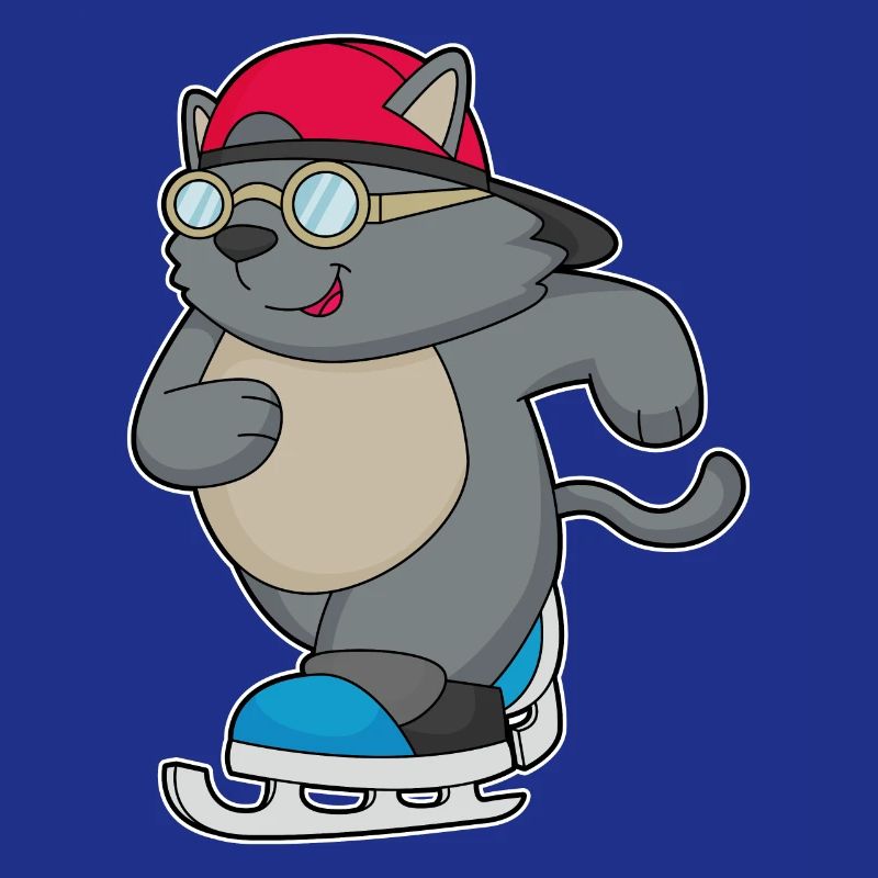 Katze als Eisläufer mit Schlittschuhe