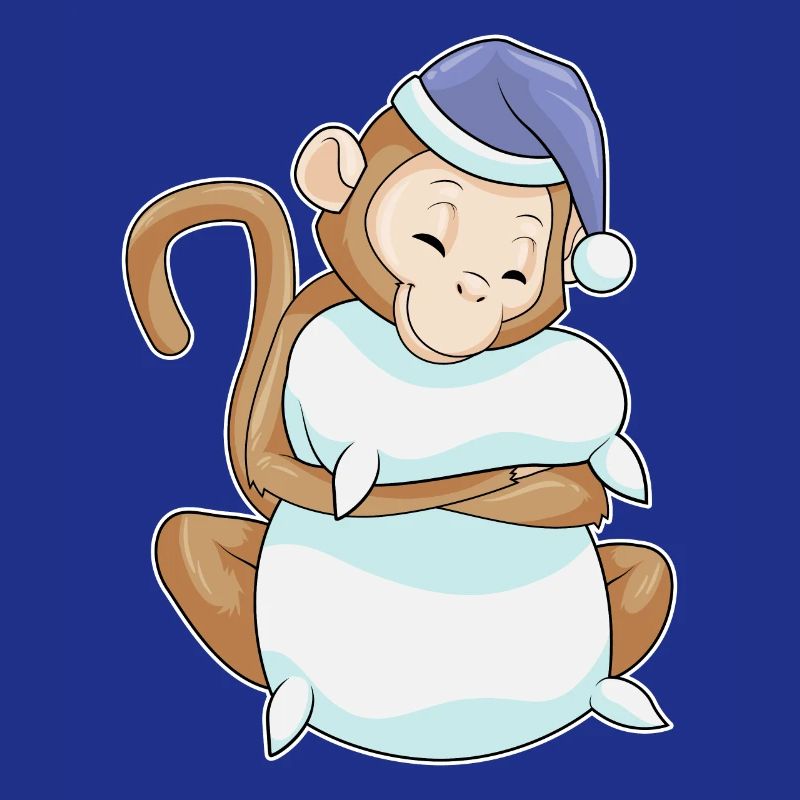 Monkey with pillow & sleeping cap