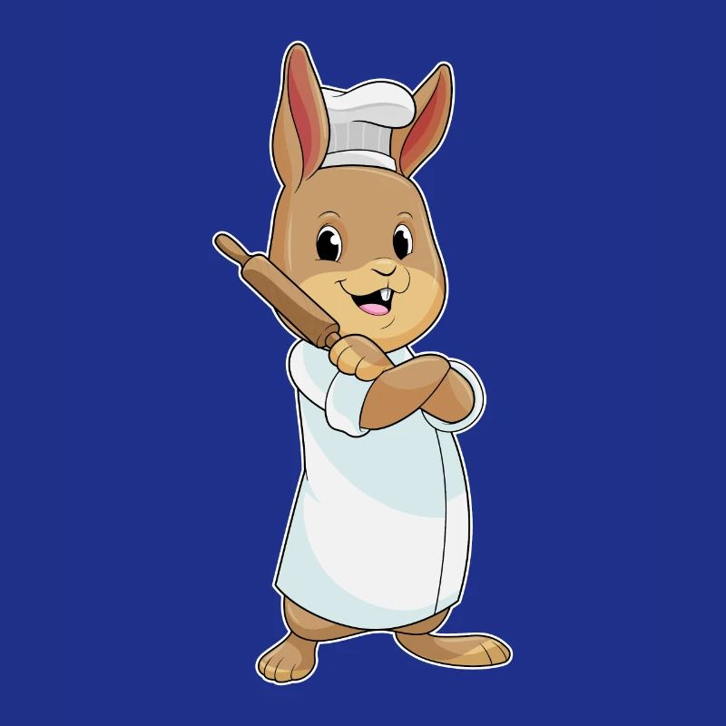 Rabbit as a baker with rolling pin