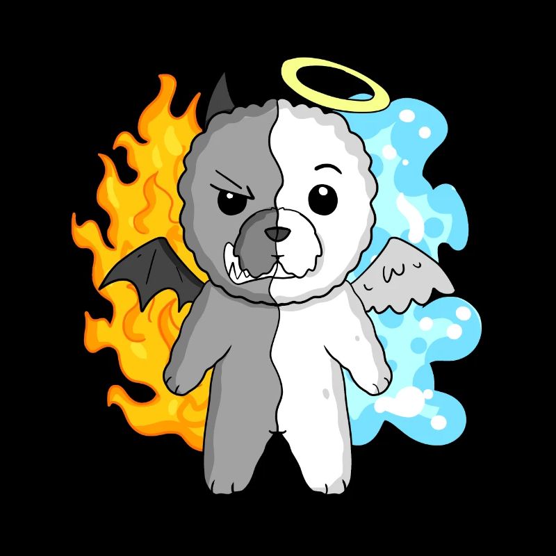 Dog Bichon Frise - Angel and Devil