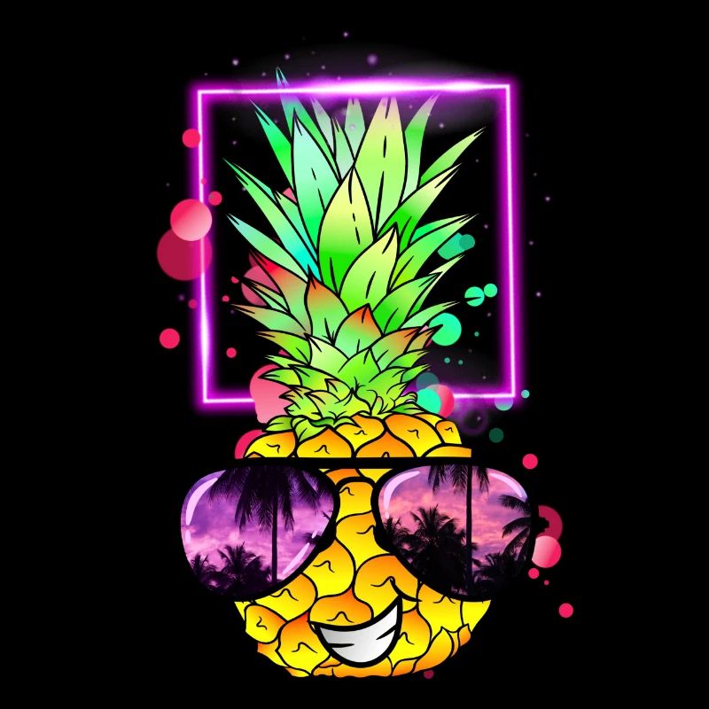 cool pineapple retro neon