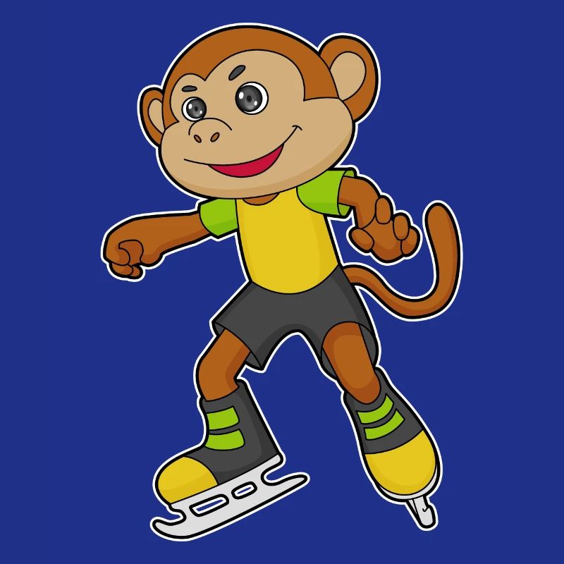 Monkey skating with ice skates