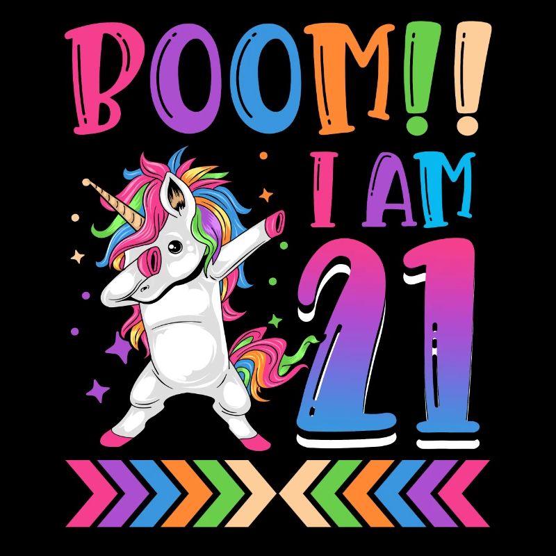 Boom!! Ich Bin 21, Buntes Lustiges Einhorn 21.