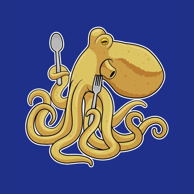 Krake Essen Löffel Gabel