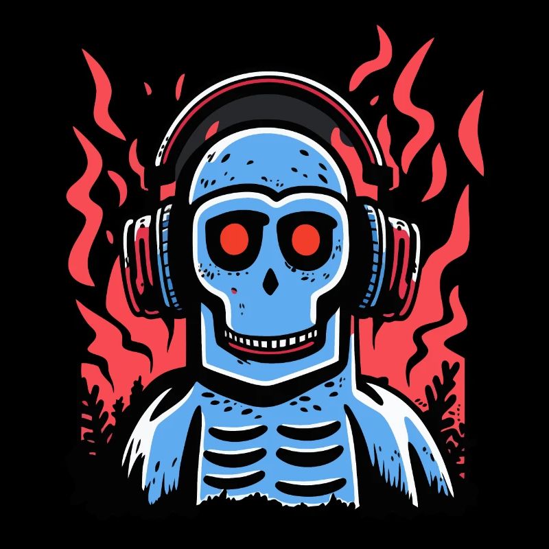 Blaue Kopfhörer mit Disco-Zombie-Affen