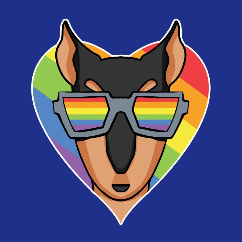 Regenbogen - Hund mit Brille - Dobermann