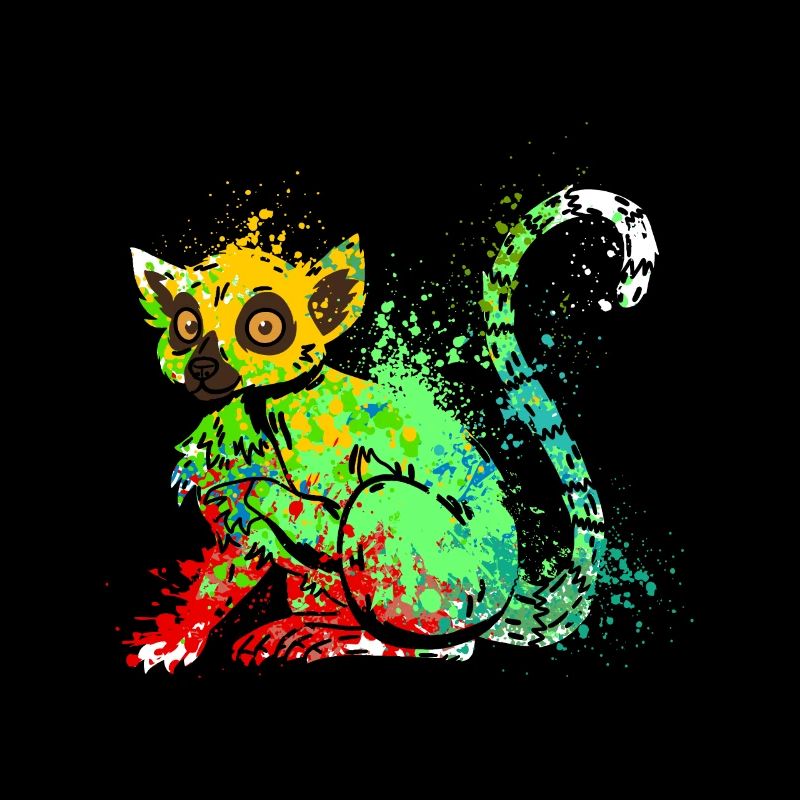 Splash Art Ringtail Maki Madagascar lémuriens