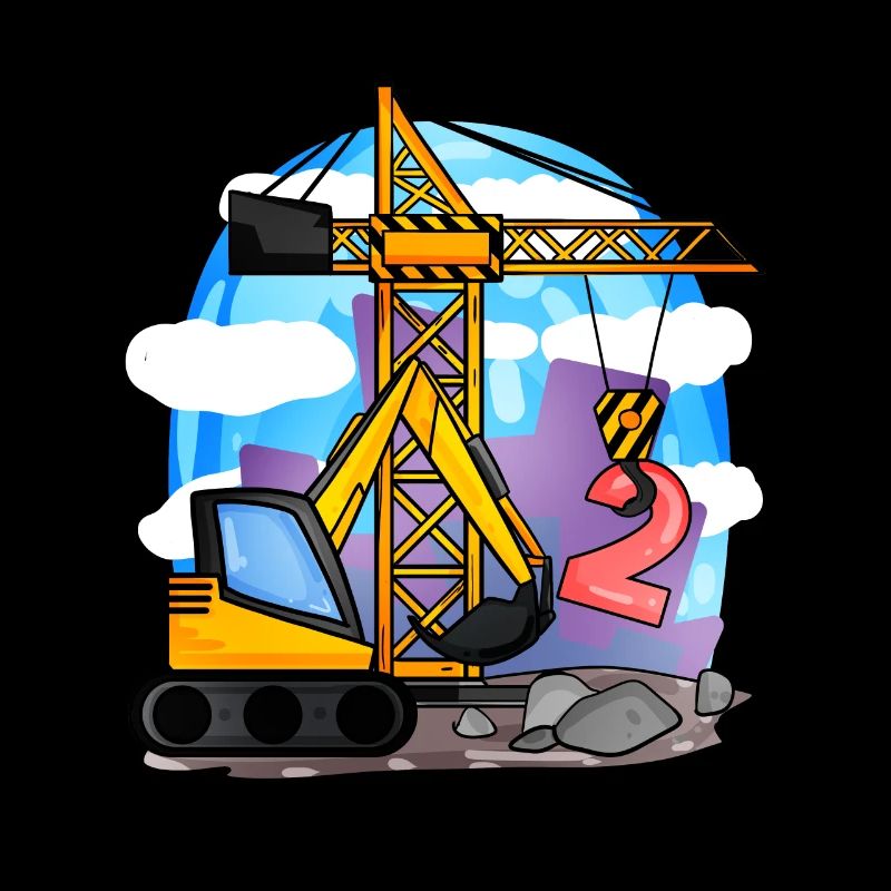 2. Geburtstag 2 Jahre Kran Baustelle Bagger Junge