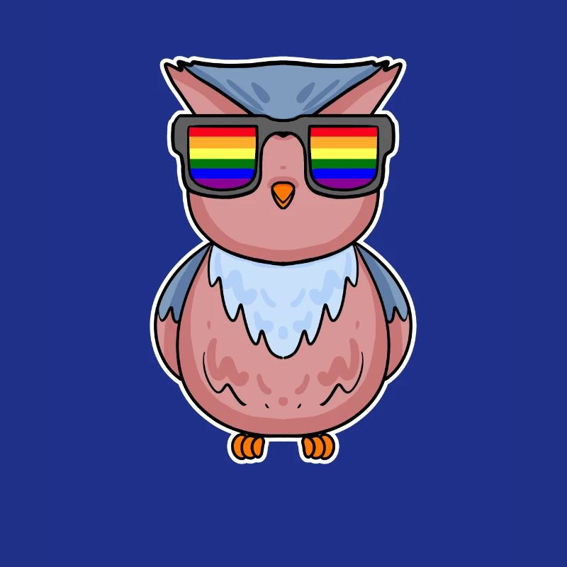 Regenbogen - Eule mit Brille