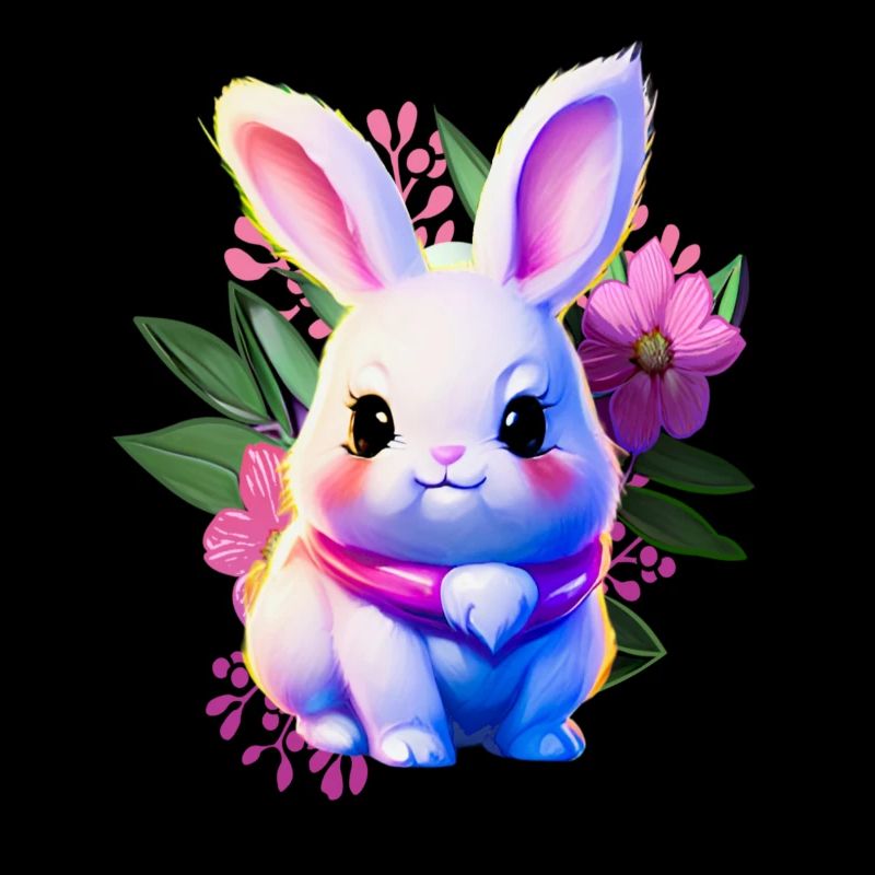 mignon lapin de Pâques floral avec des fleurs de Pâques