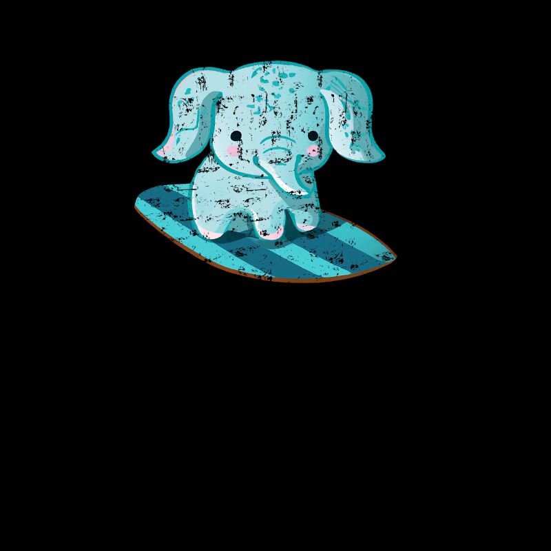 Cute kawaii elephant surfing sur surfeur de planche de surf