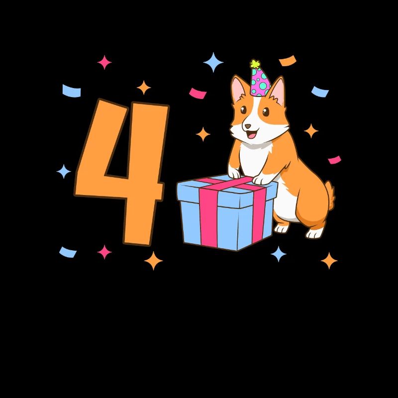 Mit Corgi - Mädchen Geburtstag 4 Jahre