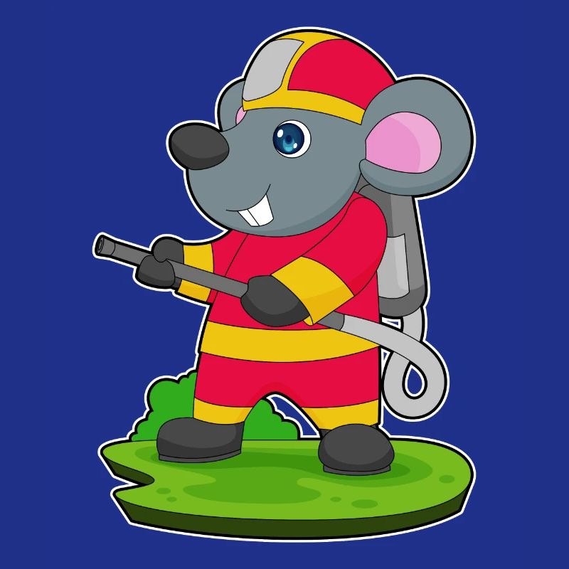 Mouse Firefighter Fire Hose