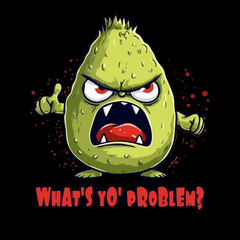 Was ist dein Problem? – Wütige Cartoon-Avocado