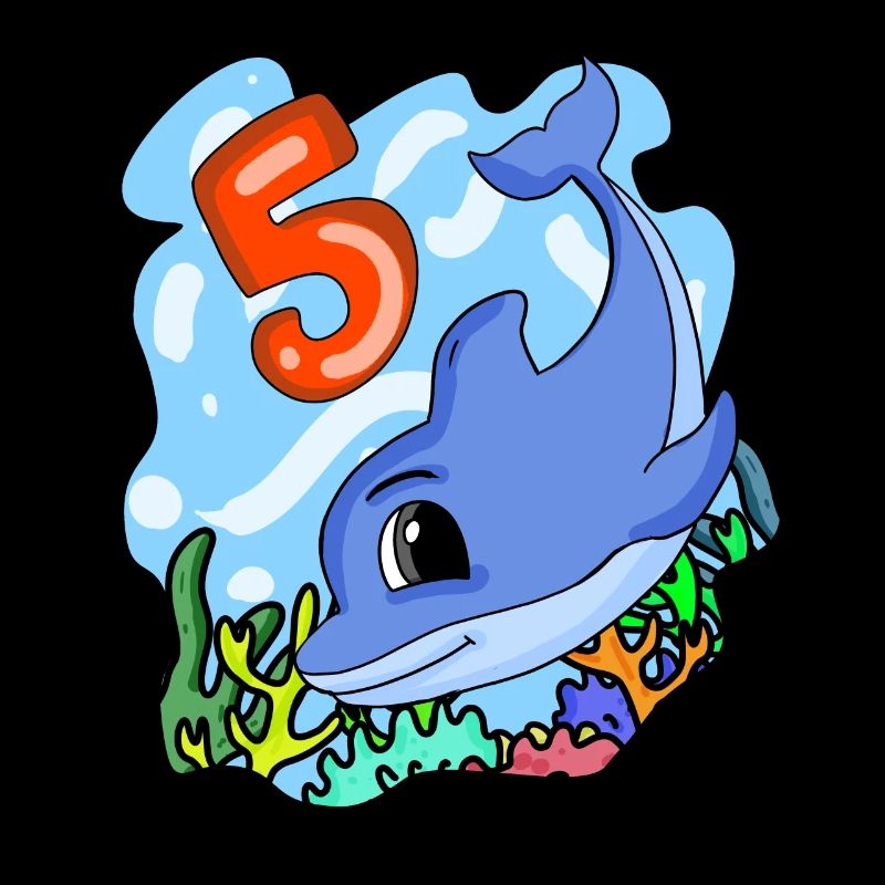 5th birthday motif dolphin - five years old