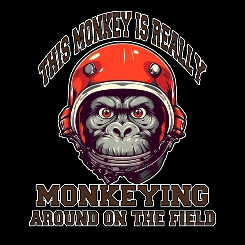 Ambitious monkey head in footballplayer outfit
