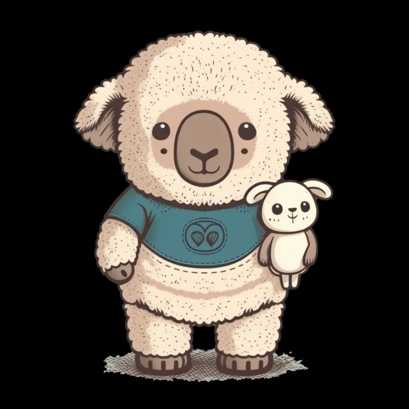 Verschlafenes Schaf mit Kuscheltier