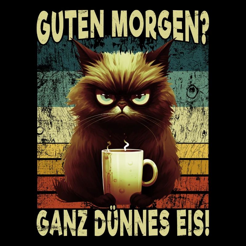 Ganz Dünnes Eis Kaffee Katze Morgenmuffel Retro