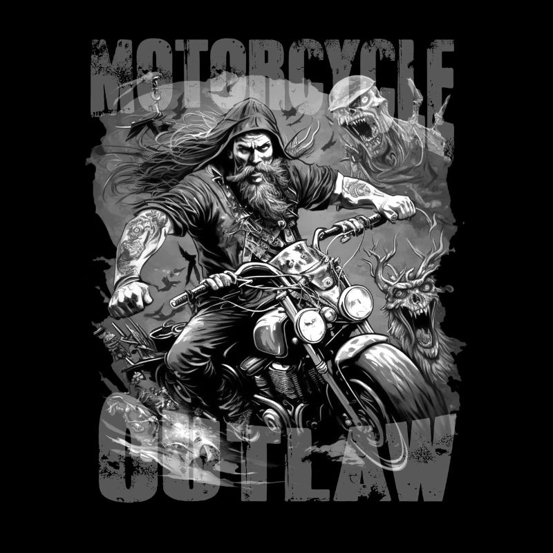 Outlaw Motorcycle Biker black white