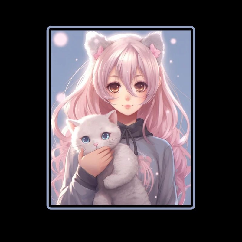 Kawaii Mädchen Anime Manga Mädchen Katze