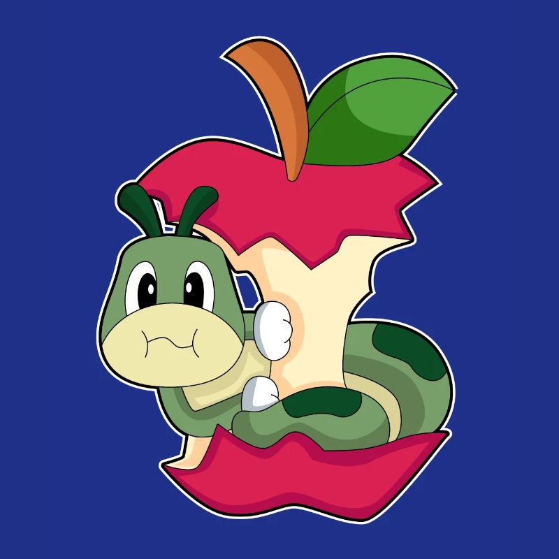 Chenille mangeant de la pomme