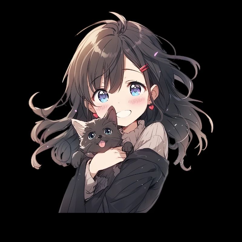Anime and Cats Kawaii Mädchen Anime