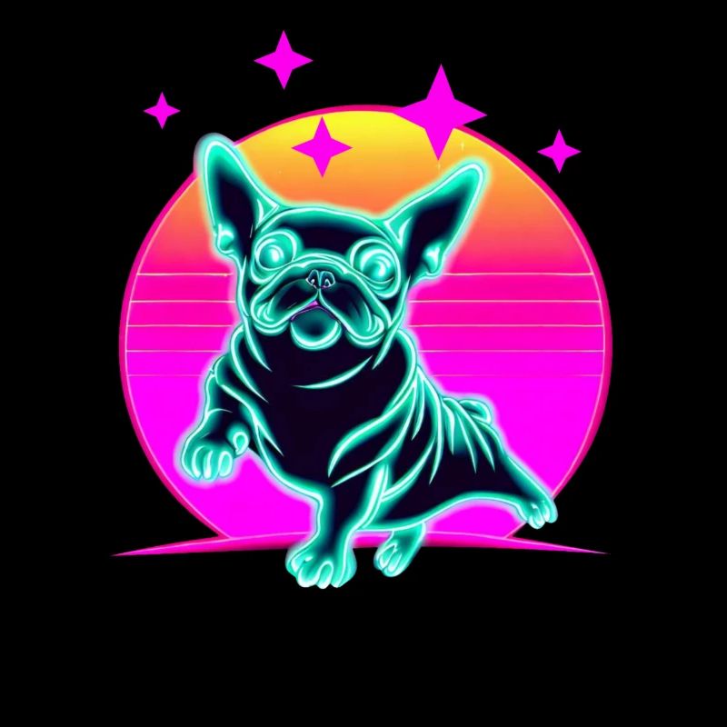 French Bulldog Synthwave Frenchie