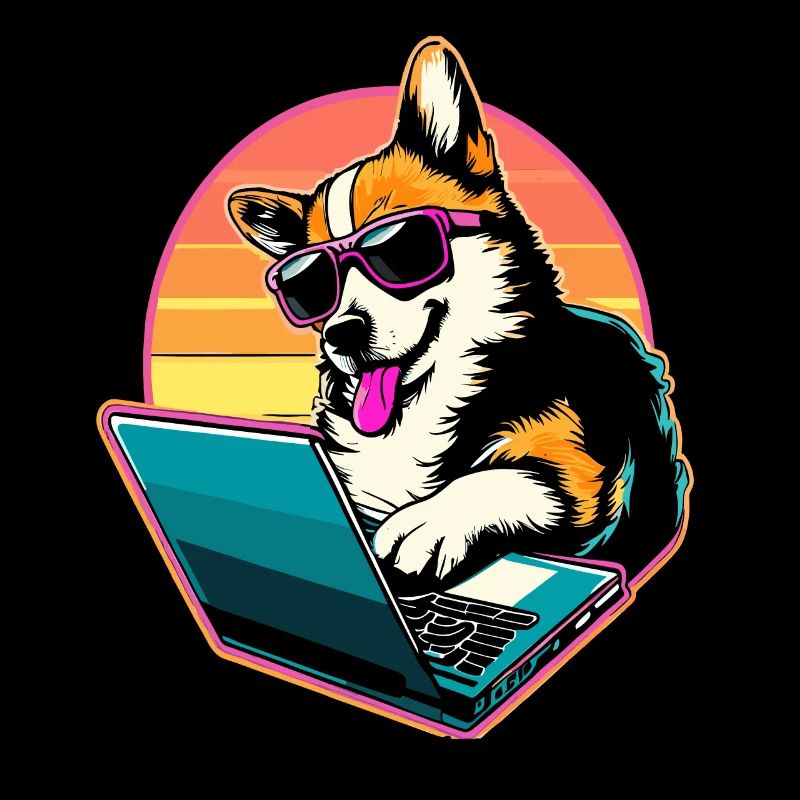 Corgi avec ordinateur portable Welsh Corgi Dog