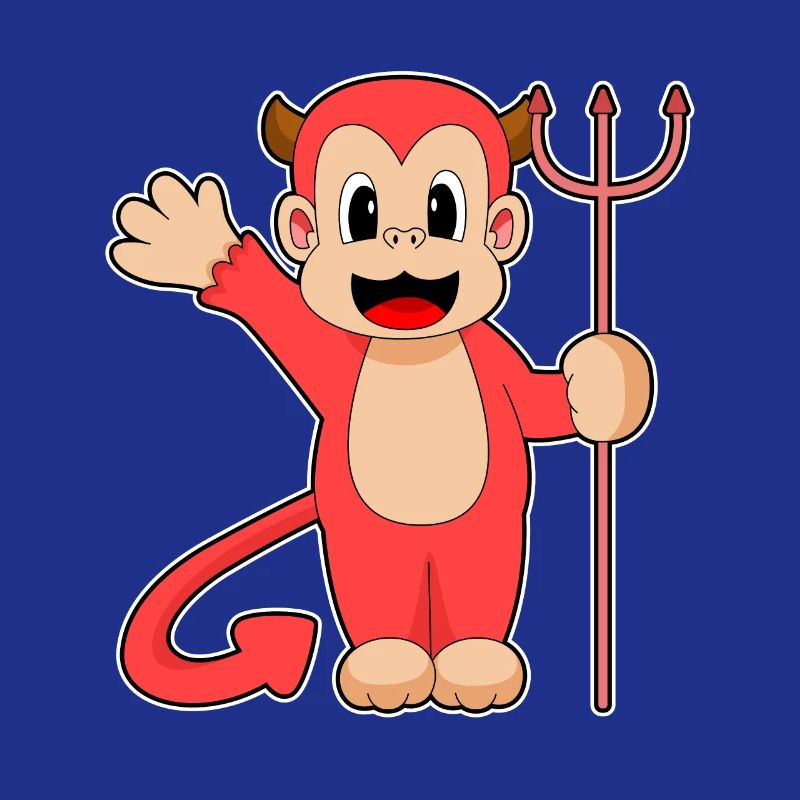 Monkey Halloween Devil Trident