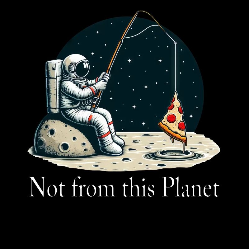 Astronaut Pizza Fishing in Space