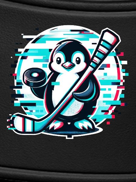 Glitch Pinguin Eishockeyspieler - Digitaler