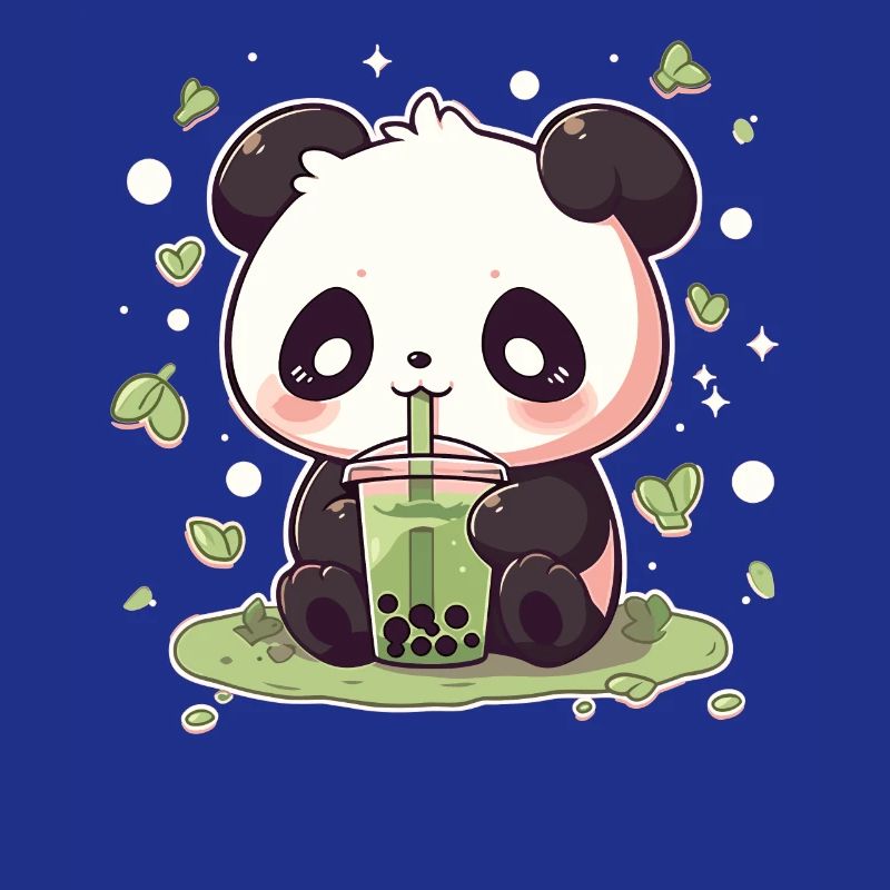 Kawaii Panda boit Boba Bubble Tea Chibi