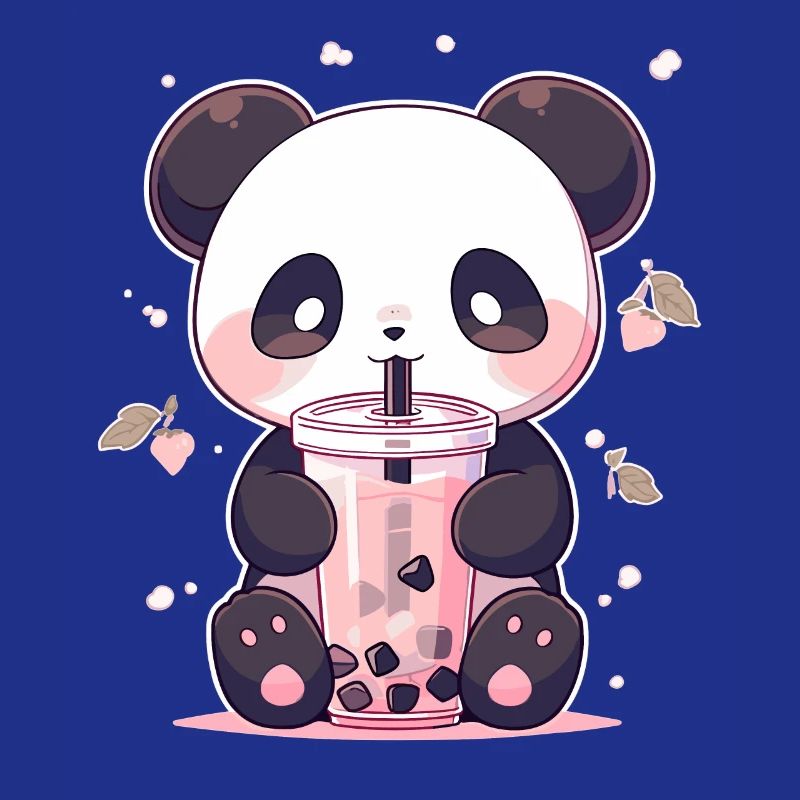 Kawaii Panda Drinks Boba Bubble Tea Chibi